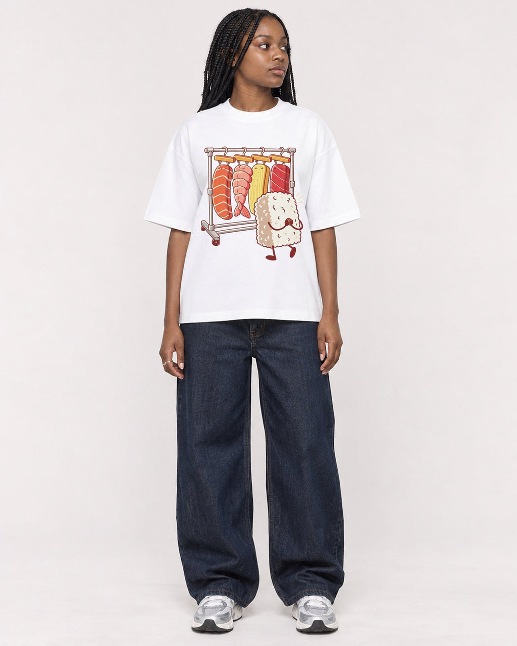Mockup Boxy Heavyweight Tee White female full-body 04