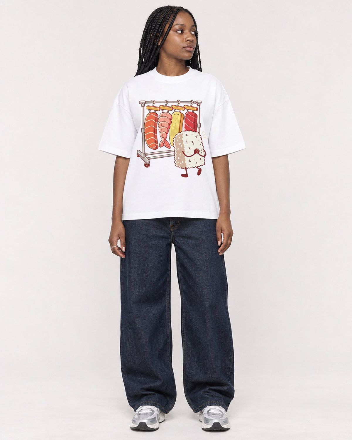 Mockup Boxy Heavyweight Tee White female full-body 04