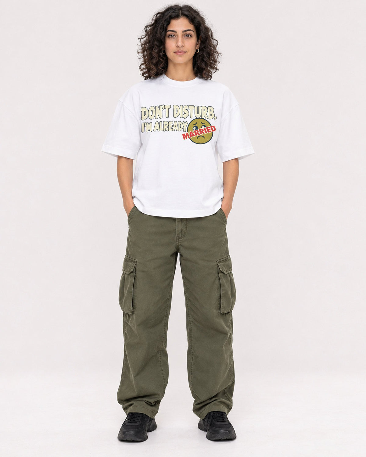 Mockup Boxy Heavyweight Tee White female full-body 27