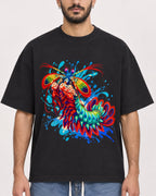Mockup Boxy Heavyweight Tee Black male close-up 07