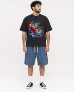 Mockup Boxy Heavyweight Tee Black male full-body 07