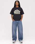 Mockup Boxy Heavyweight Tee Black female full-body 04