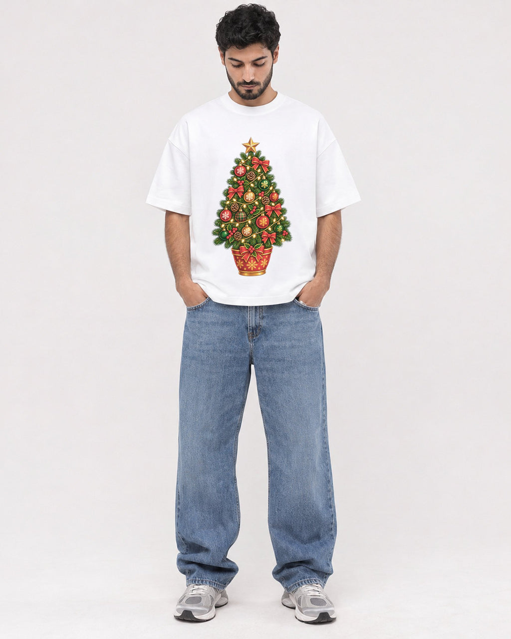 Mockup Boxy Heavyweight Tee White male full-body 07
