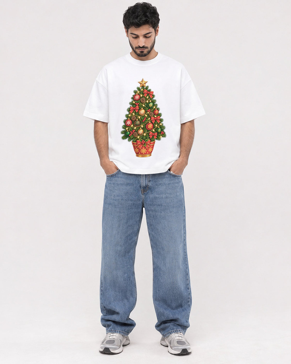 Mockup Boxy Heavyweight Tee White male full-body 07