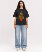 Mockup Boxy Heavyweight Tee Black female full-body 07