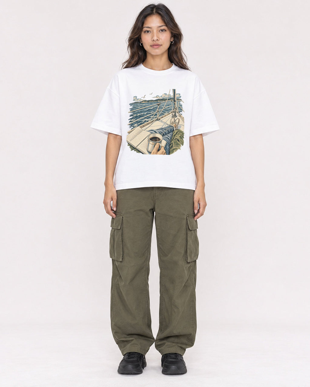 Mockup Boxy Heavyweight Tee White female full-body 02