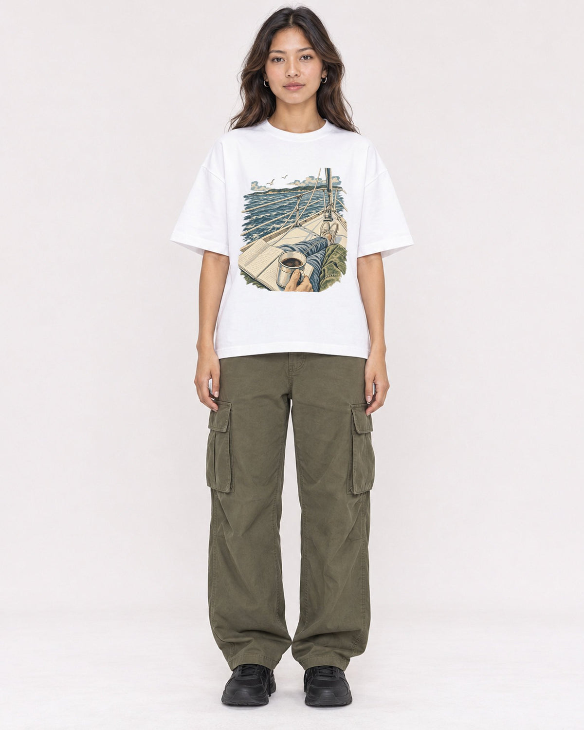Mockup Boxy Heavyweight Tee White female full-body 02