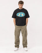 Mockup Boxy Heavyweight Tee Black male full-body 08