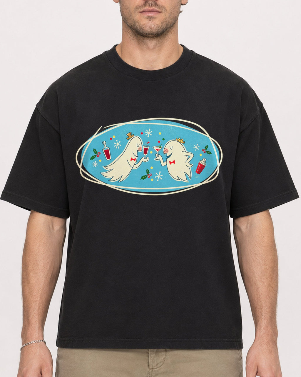 Mockup Boxy Heavyweight Tee Black male close-up 08