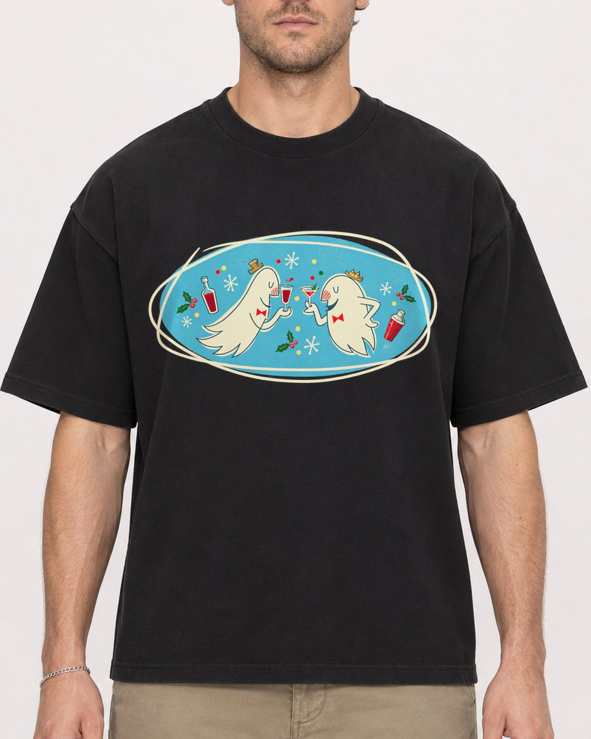 Mockup Boxy Heavyweight Tee Black male close-up 08