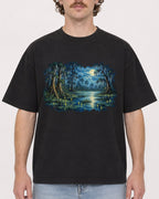 Mockup Boxy Heavyweight Tee Black male close-up 09