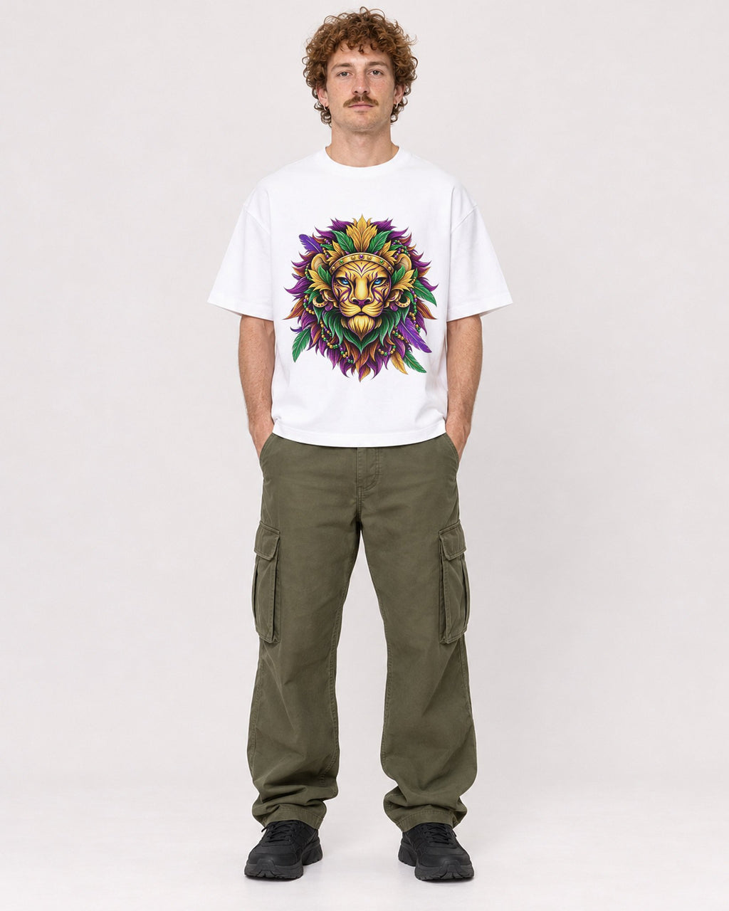 Mockup Boxy Heavyweight Tee White male full-body 09