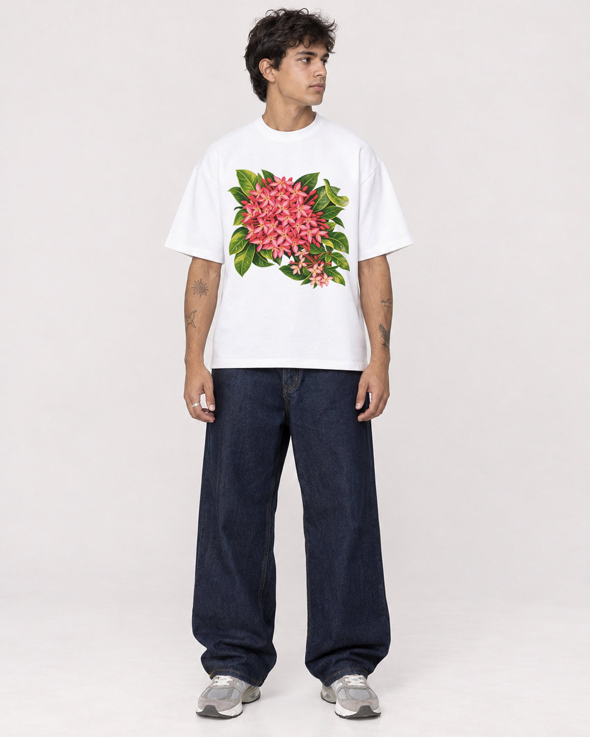 Mockup Boxy Heavyweight Tee White male full-body 06