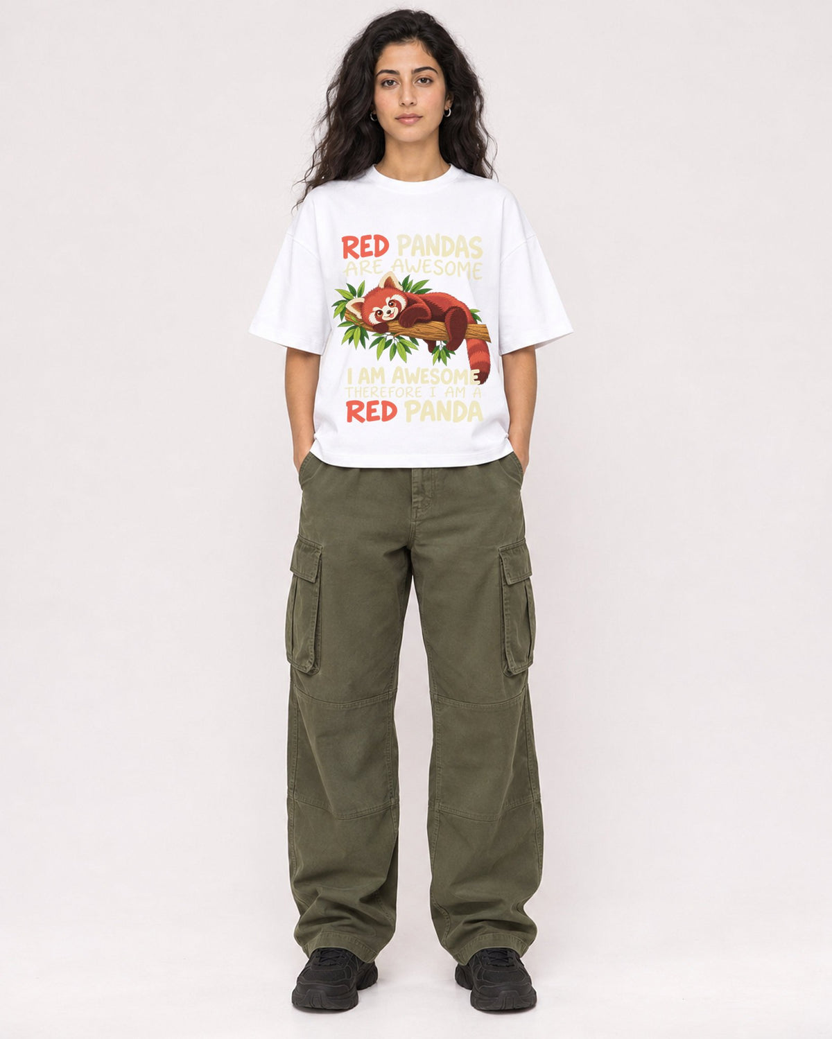 Mockup Boxy Heavyweight Tee White female full-body 07