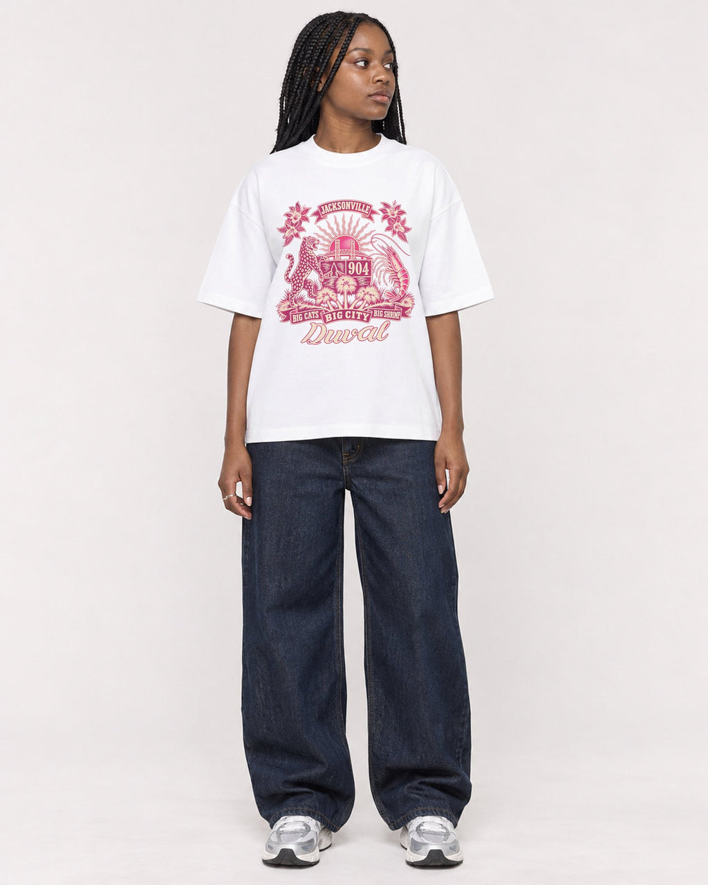 Mockup Boxy Heavyweight Tee White female full-body 04