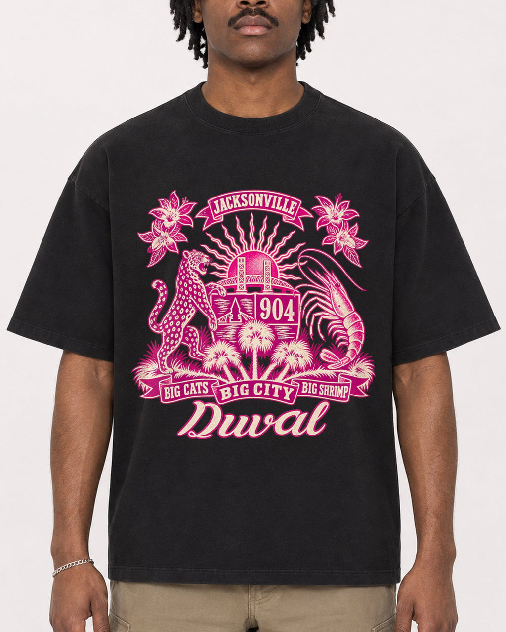 Mockup Boxy Heavyweight Tee Black male close-up 04