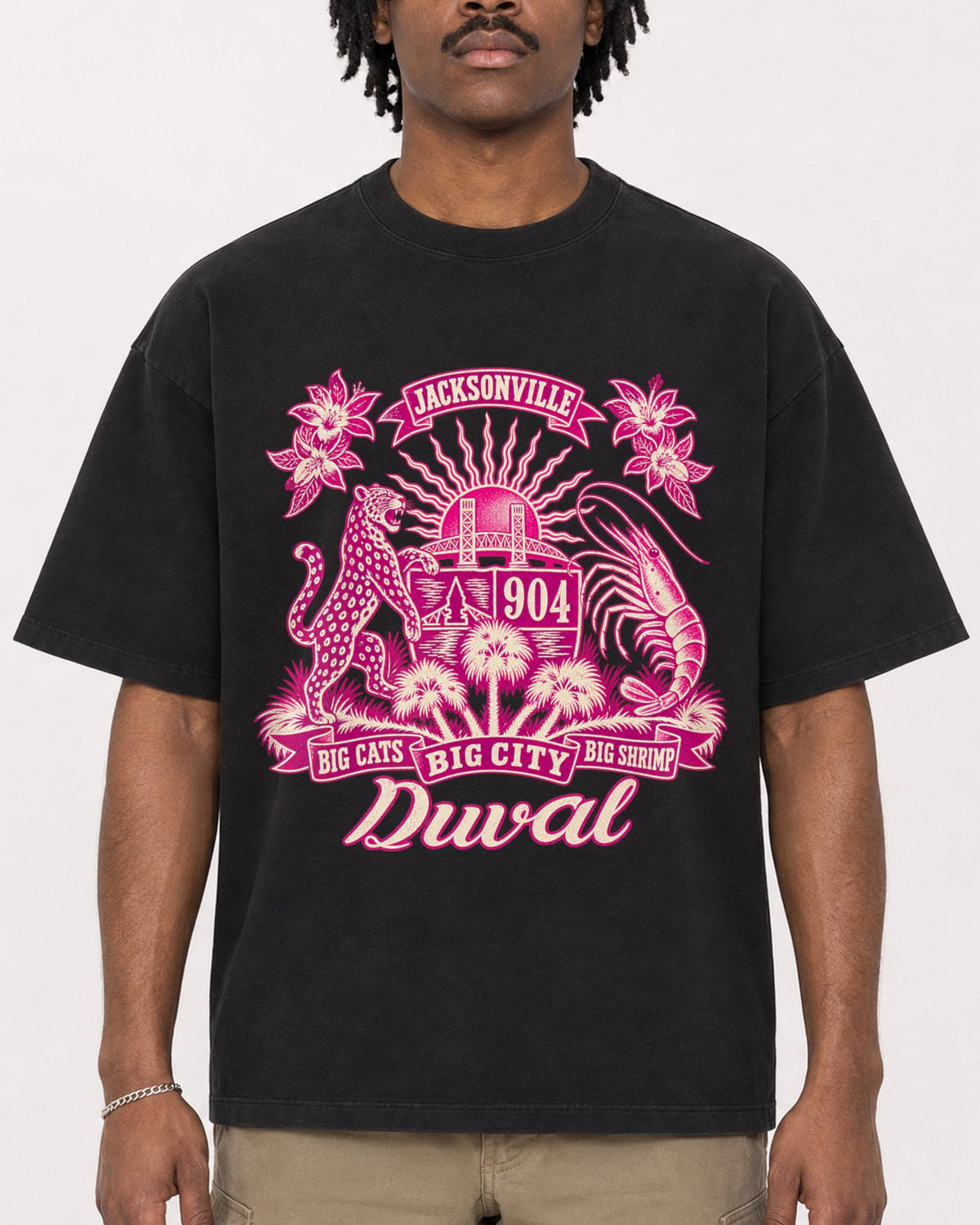 Mockup Boxy Heavyweight Tee Black male close-up 04