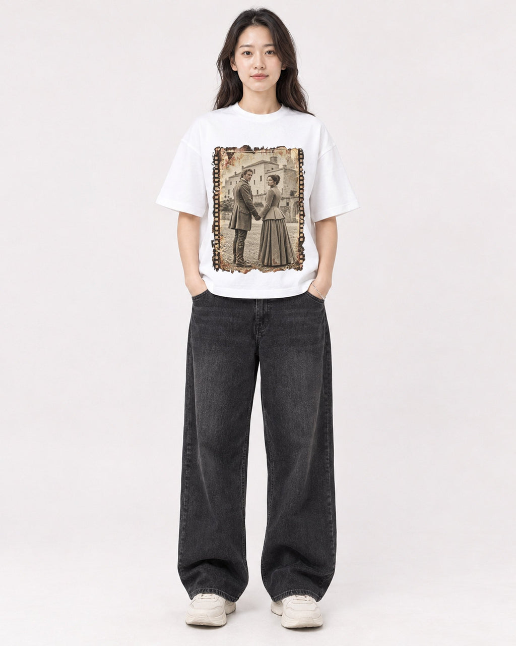 Mockup Boxy Heavyweight Tee White female full-body 03