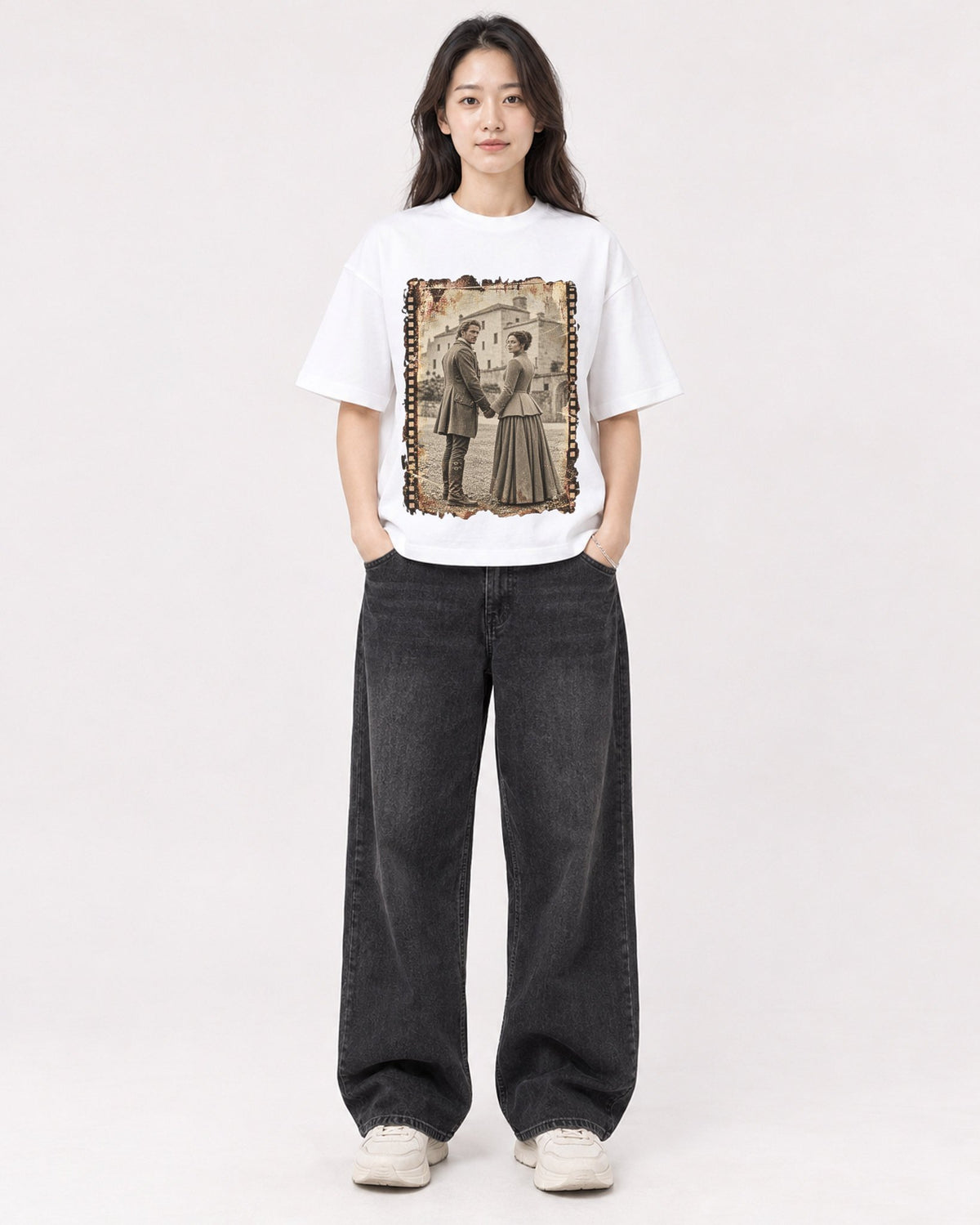 Mockup Boxy Heavyweight Tee White female full-body 03