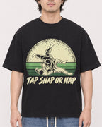 Mockup Boxy Heavyweight Tee Black male close-up 03
