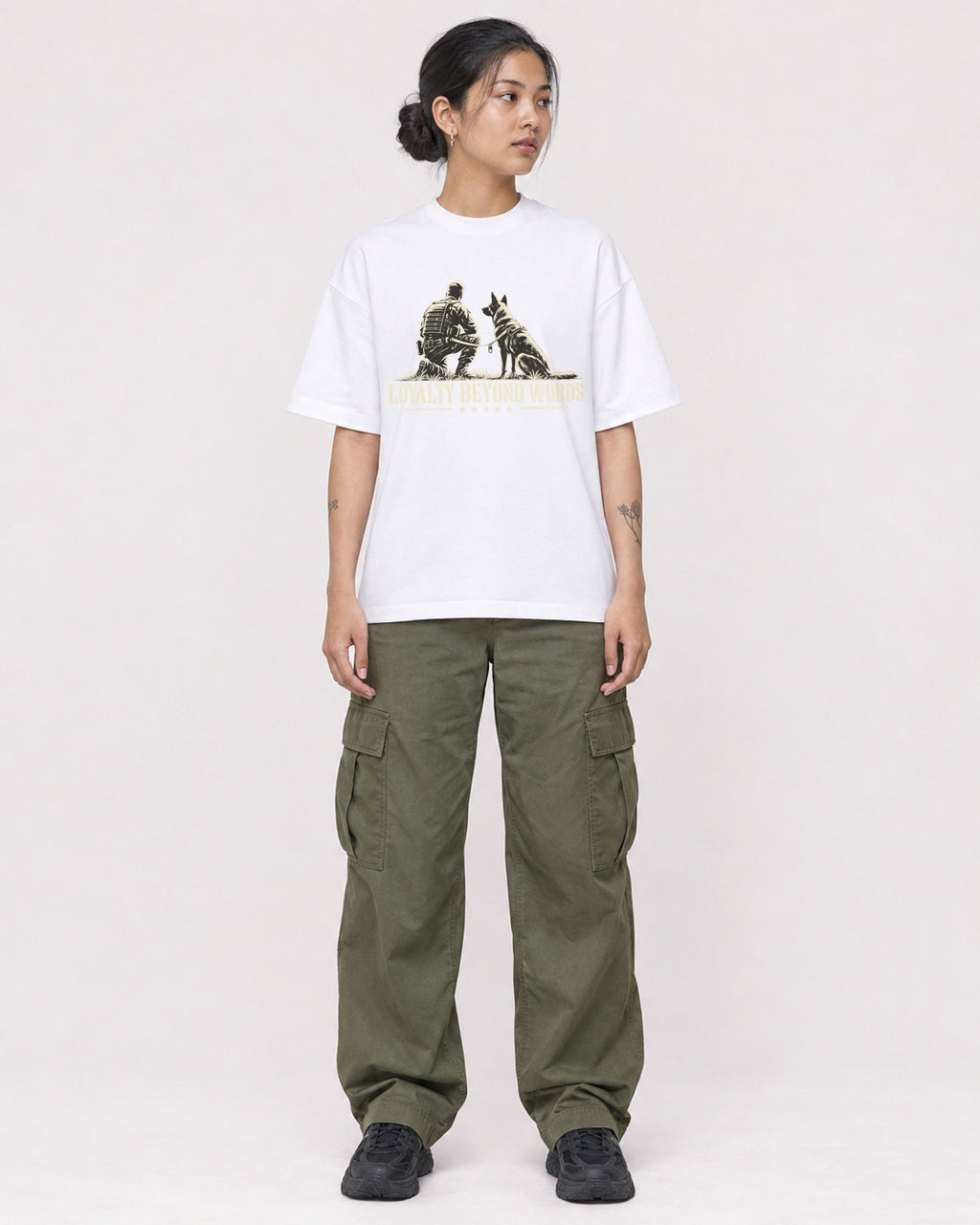 Mockup Boxy Heavyweight Tee White female full-body 12