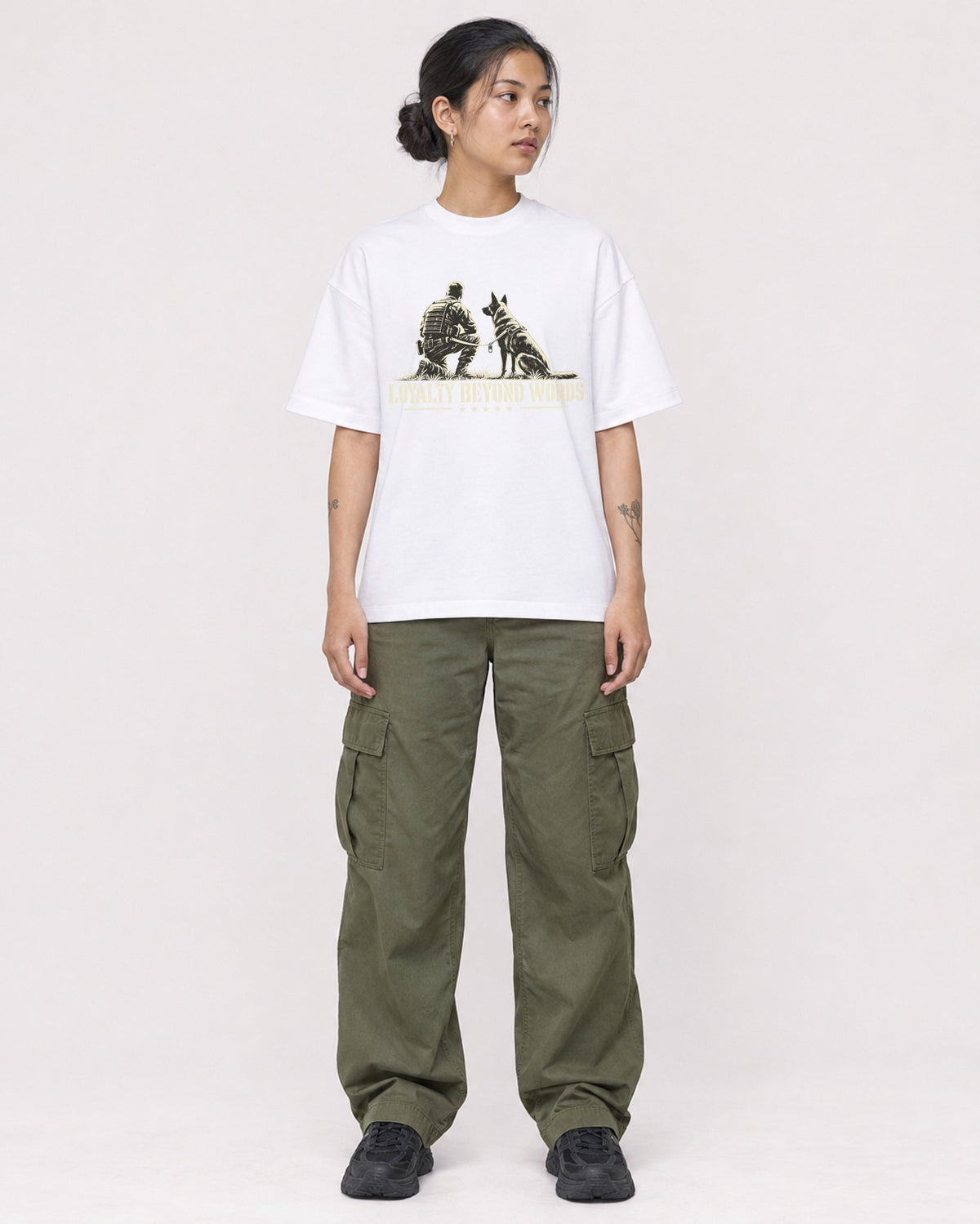 Mockup Boxy Heavyweight Tee White female full-body 12