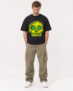 Mockup Boxy Heavyweight Tee Black male full-body 08