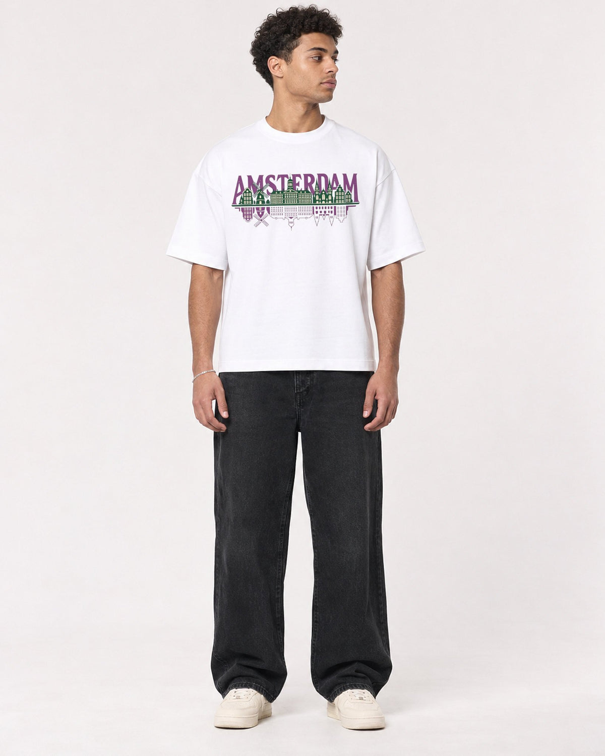 Mockup Boxy Heavyweight Tee White male full-body 10