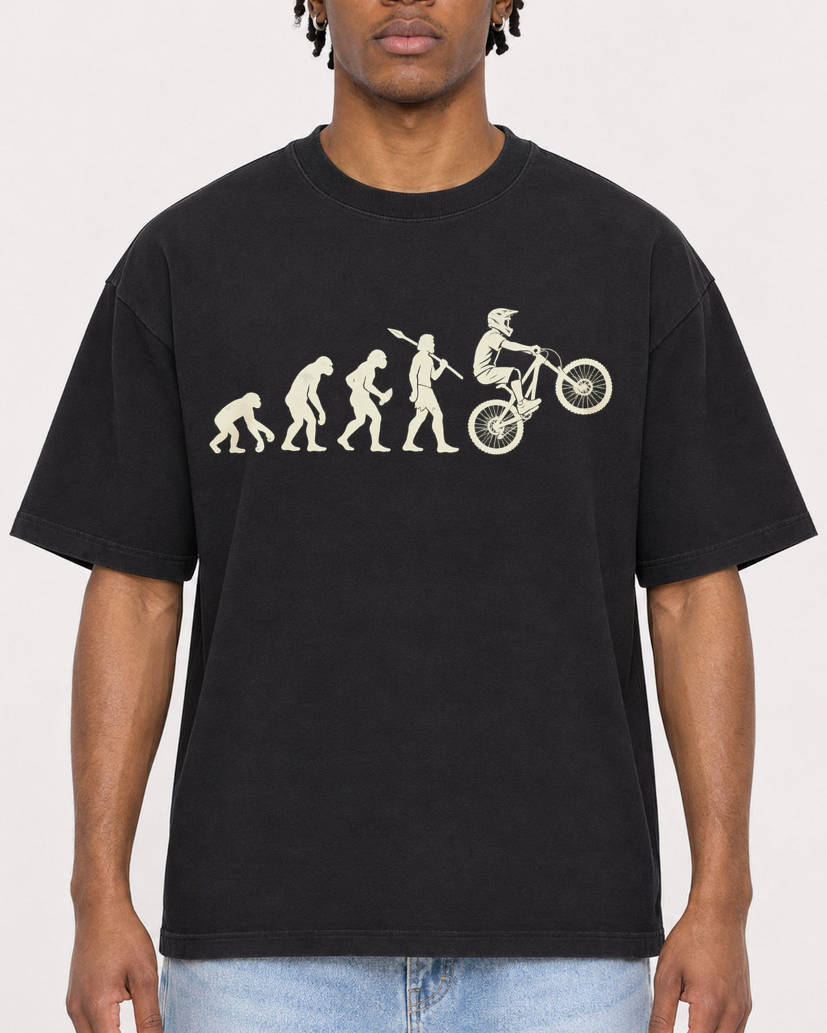 Mockup Boxy Heavyweight Tee Black male close-up 05