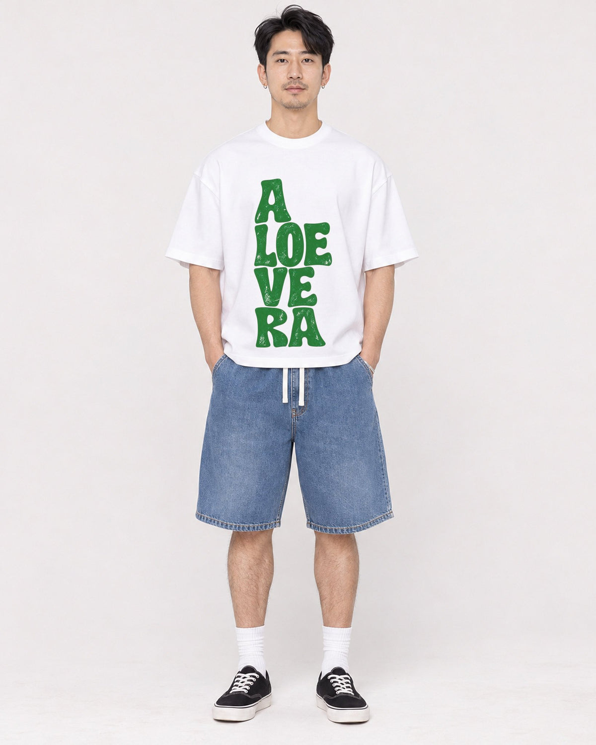 Mockup Boxy Heavyweight Tee White male full-body 13