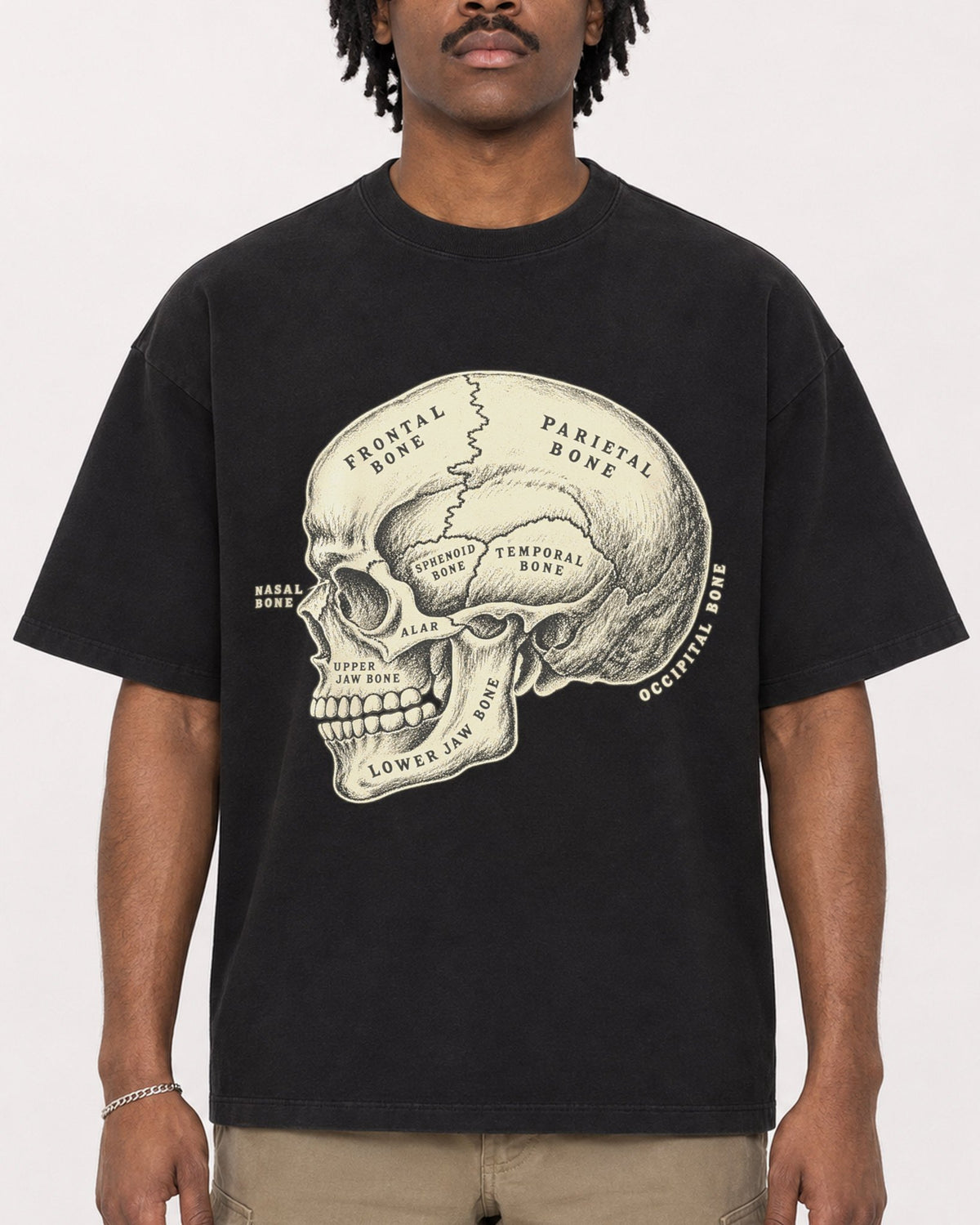 Mockup Boxy Heavyweight Tee Black male close-up 04