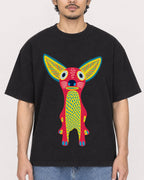Mockup Boxy Heavyweight Tee Black male close-up 02
