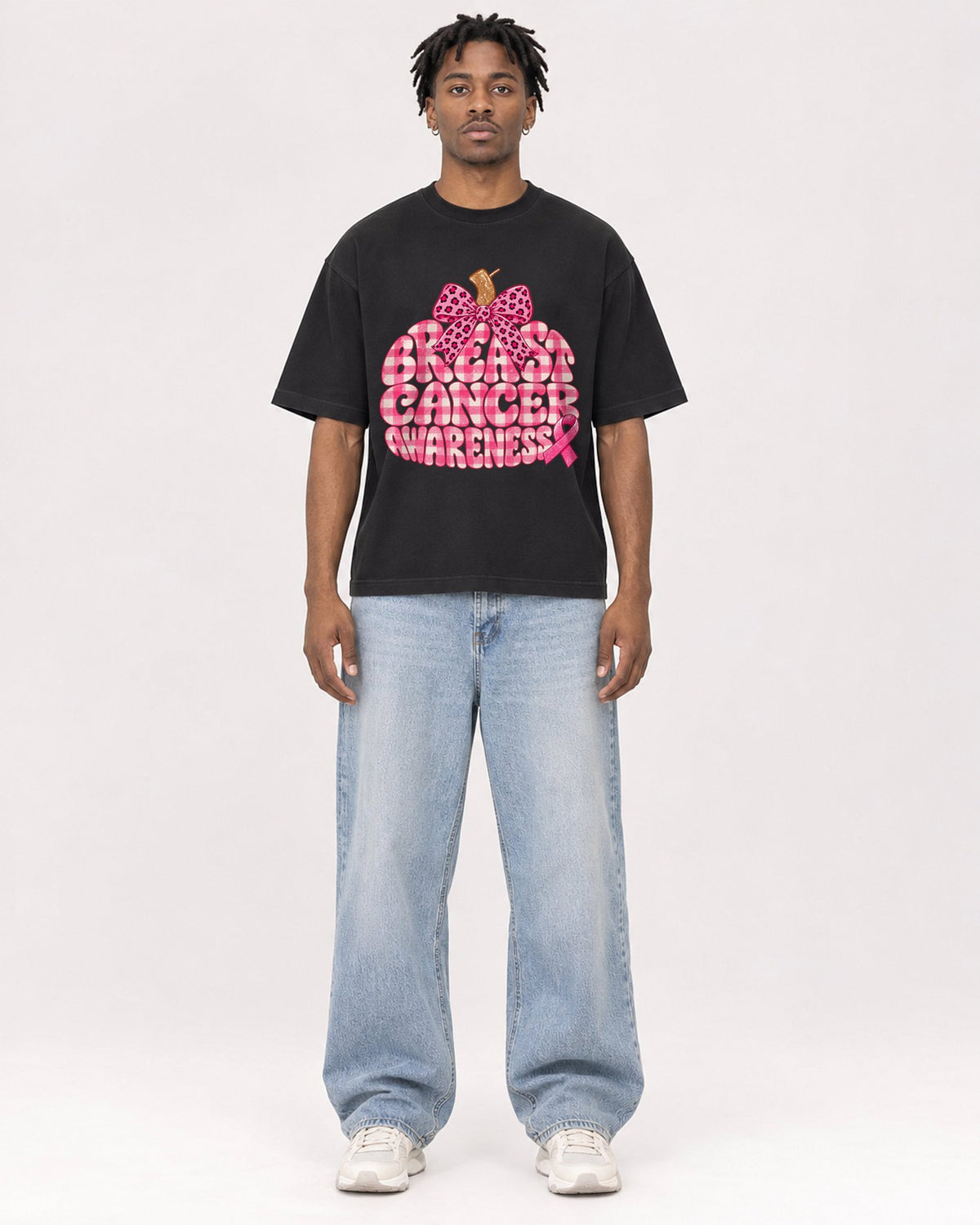 Mockup Boxy Heavyweight Tee Black male full-body 05