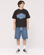Mockup Boxy Heavyweight Tee Black male full-body 03