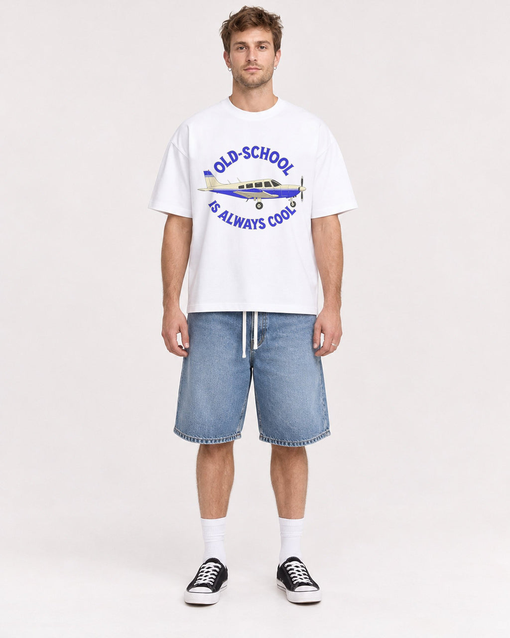 Mockup Boxy Heavyweight Tee White male full-body 08