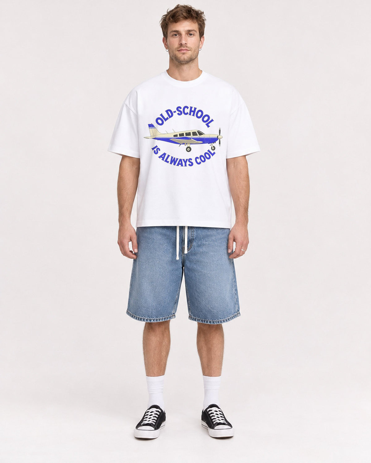 Mockup Boxy Heavyweight Tee White male full-body 08