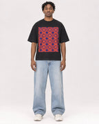 Mockup Boxy Heavyweight Tee Black male full-body 05