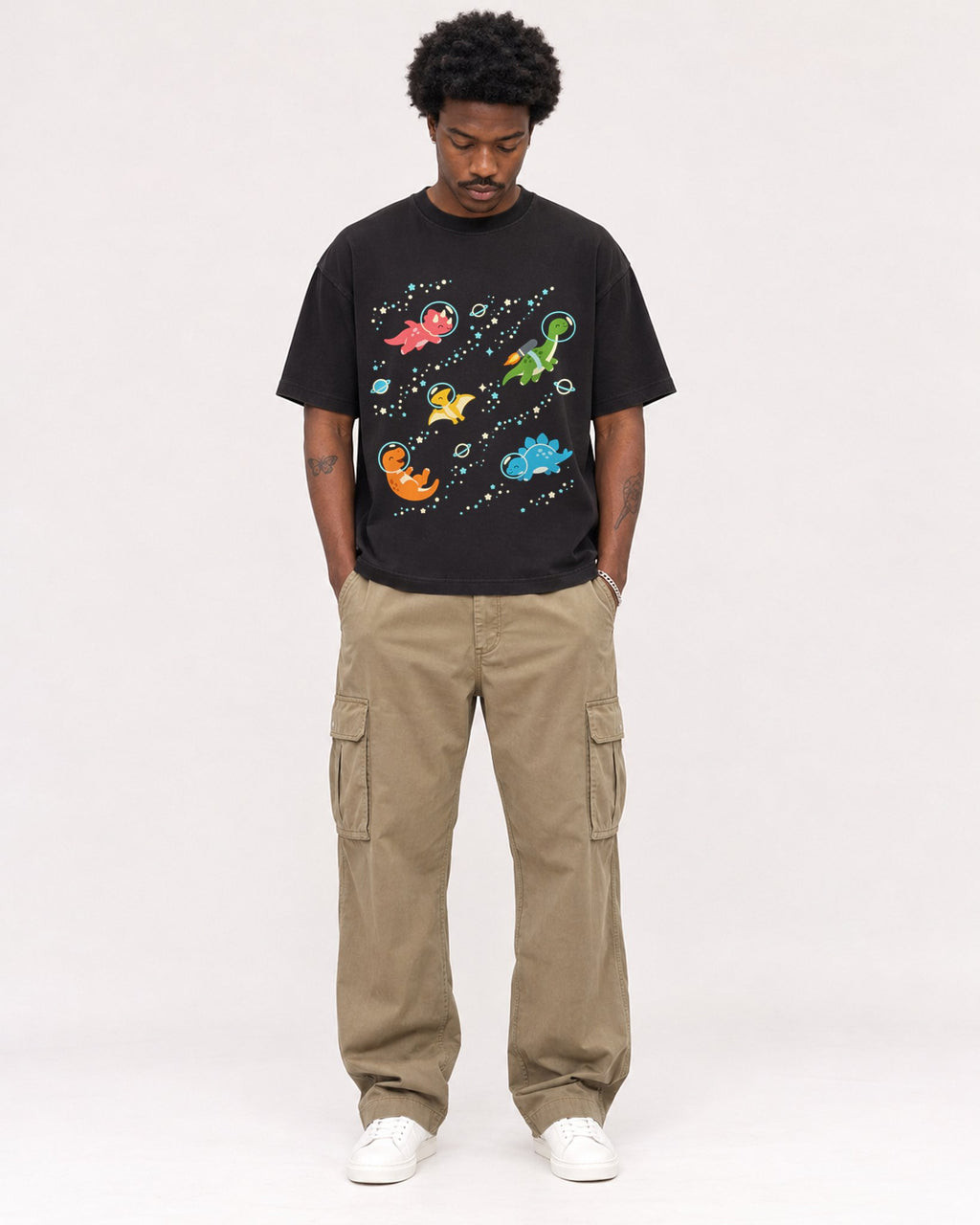 Mockup Boxy Heavyweight Tee Black male full-body 24