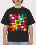 Mockup Boxy Heavyweight Tee Black male close-up 09