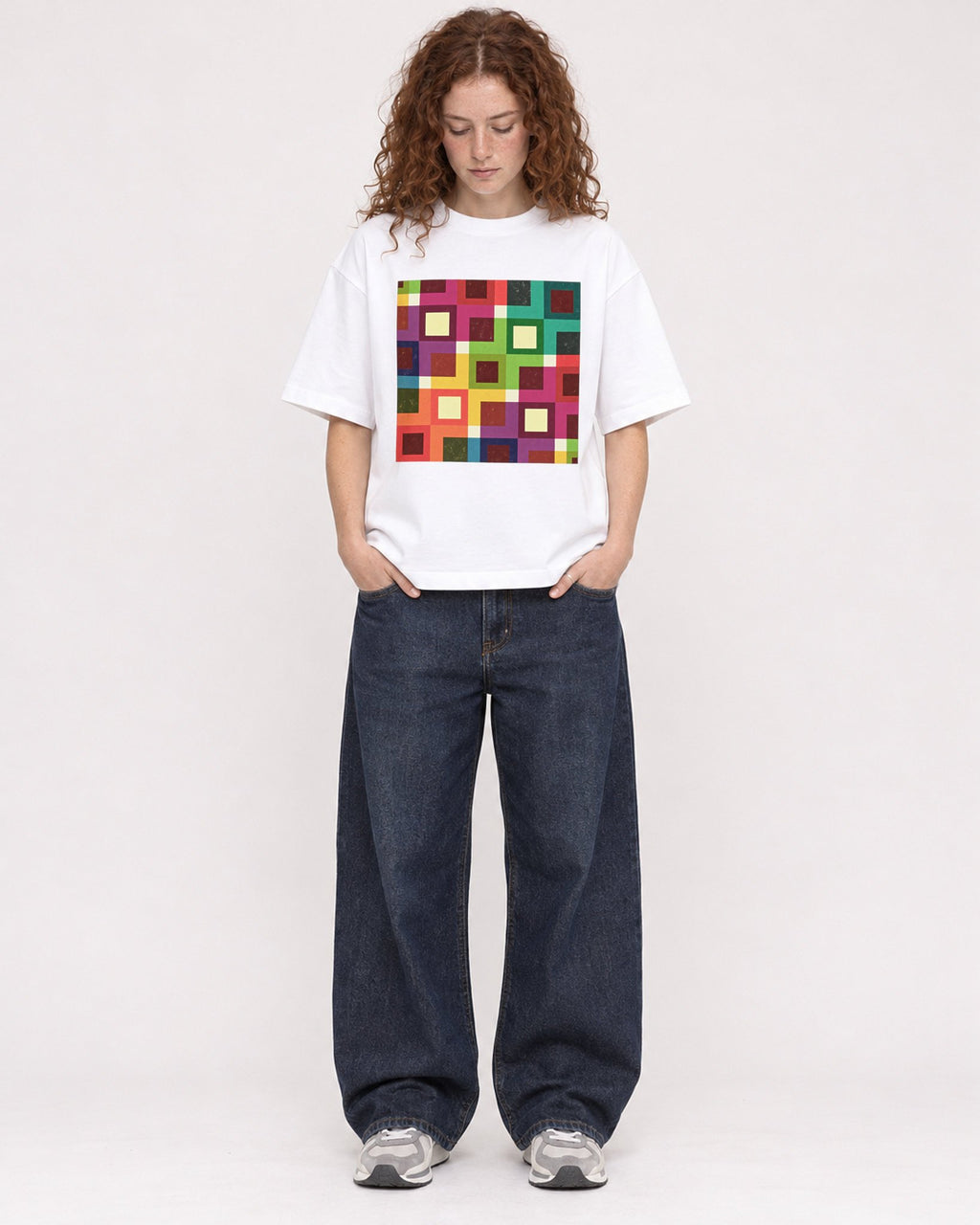 Mockup Boxy Heavyweight Tee White female full-body 09