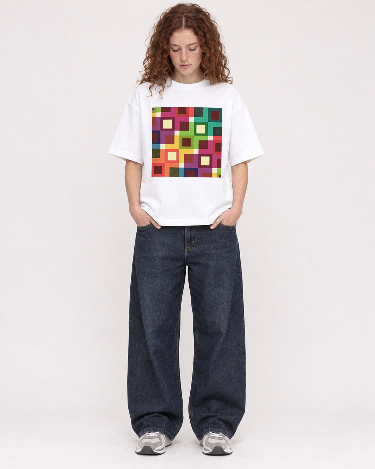 Mockup Boxy Heavyweight Tee White female full-body 09