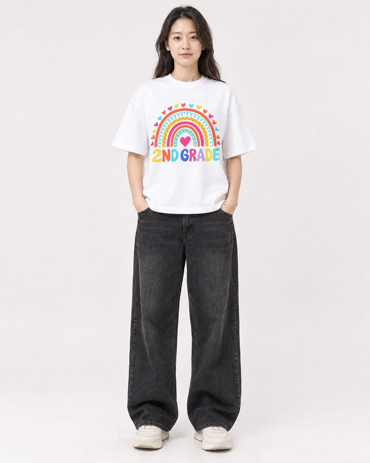 Mockup Boxy Heavyweight Tee White female full-body 03
