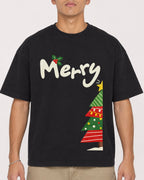 Mockup Boxy Heavyweight Tee Black male close-up 16