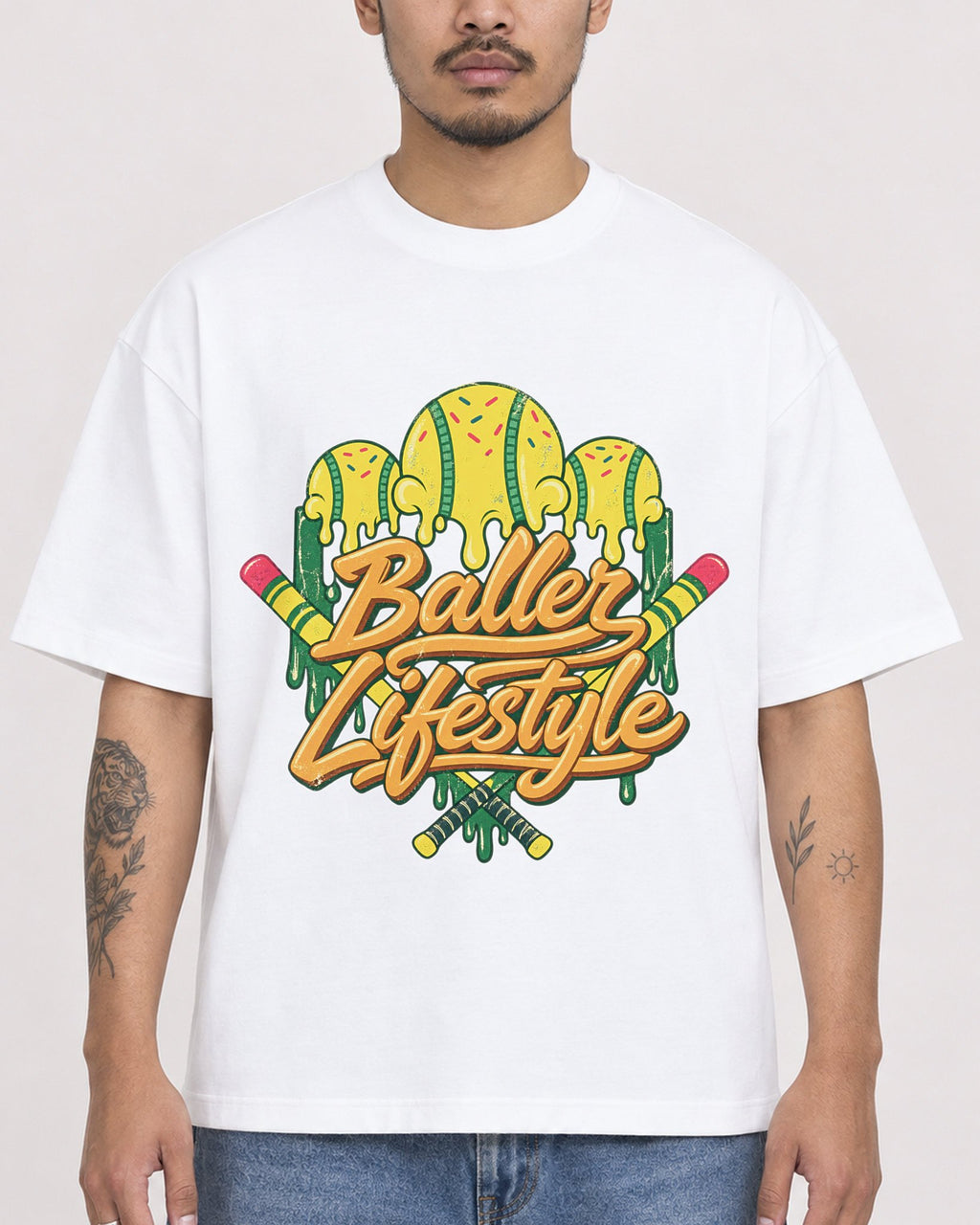 Mockup Boxy Heavyweight Tee White male close-up 12