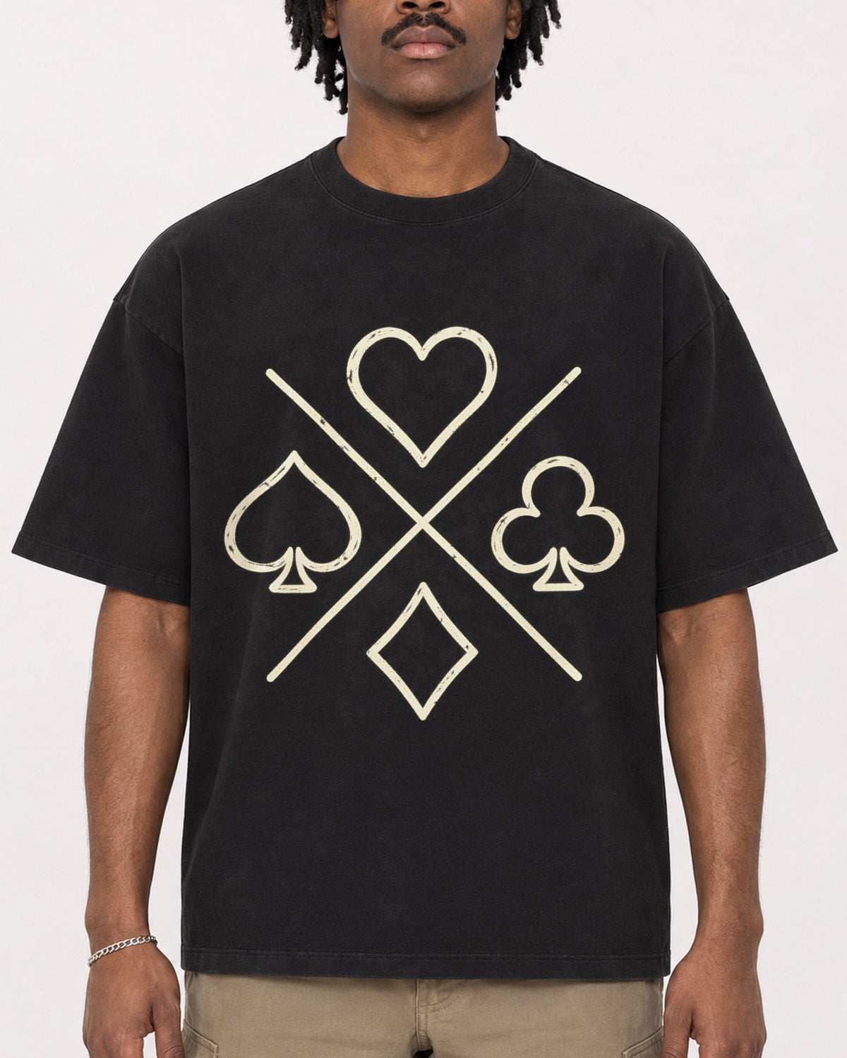 Mockup Boxy Heavyweight Tee Black male close-up 04