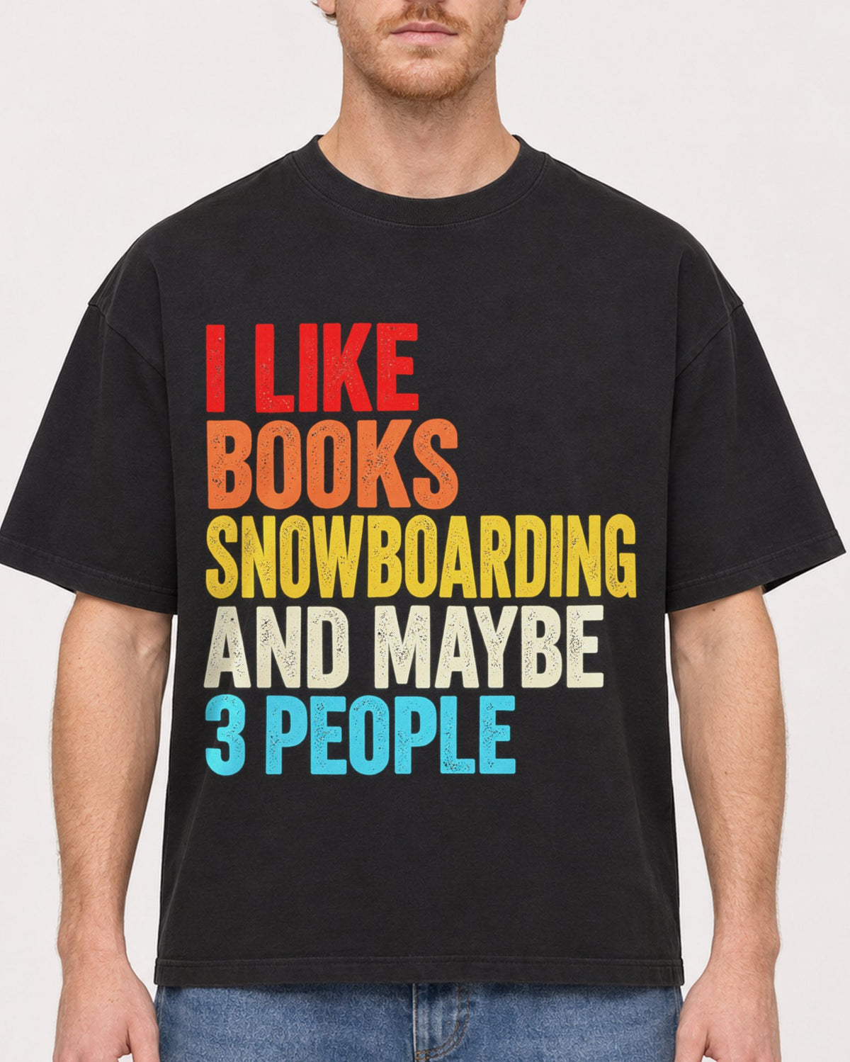 Mockup Boxy Heavyweight Tee Black male close-up 38