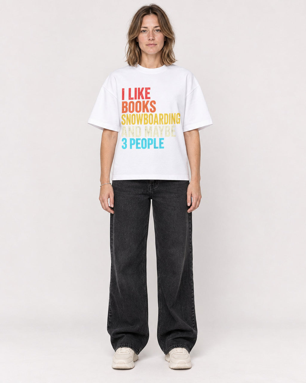 Mockup Boxy Heavyweight Tee White female full-body 38