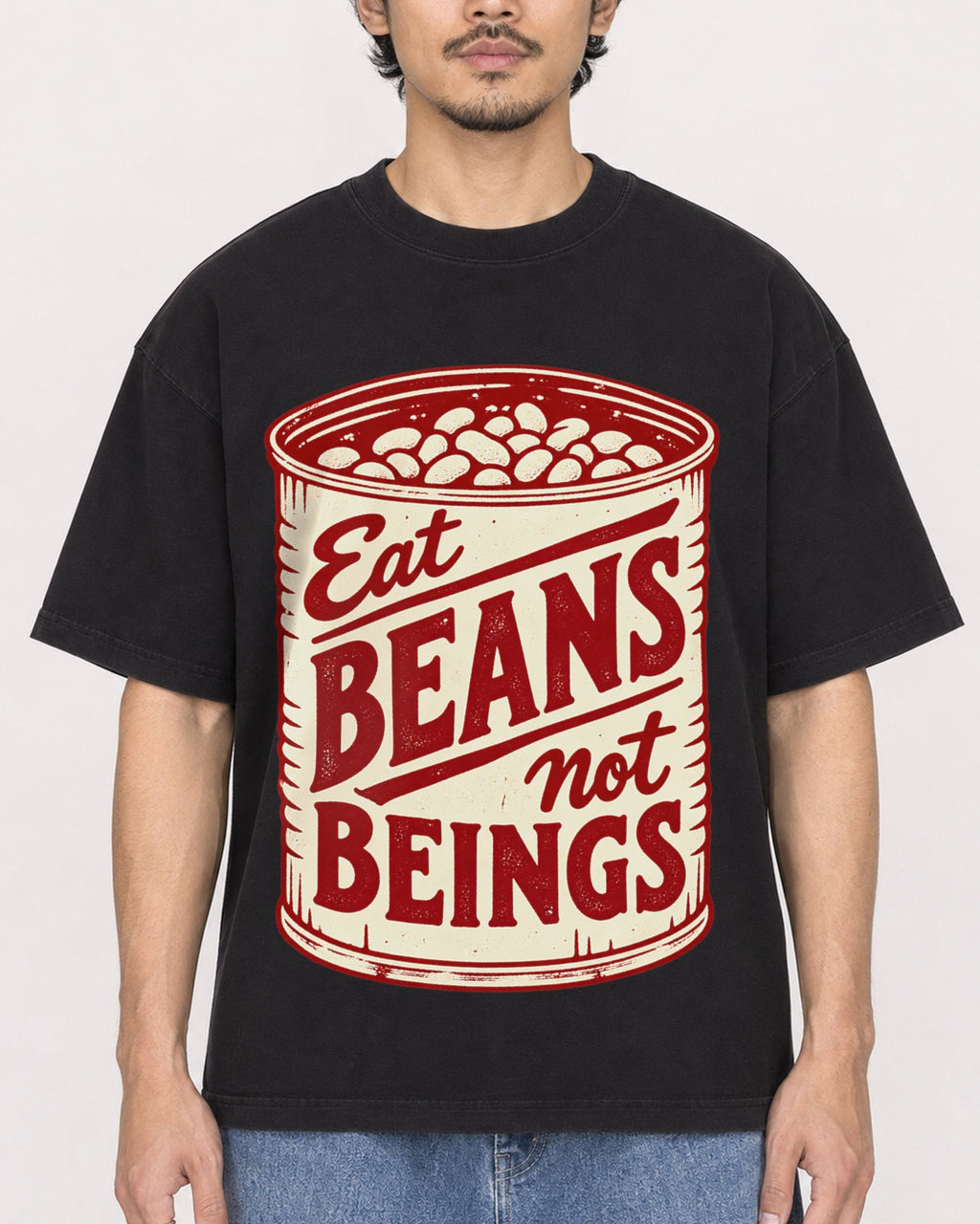 Mockup Boxy Heavyweight Tee Black male close-up 02