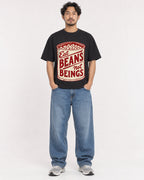 Mockup Boxy Heavyweight Tee Black male full-body 02