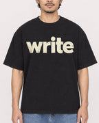 Mockup Boxy Heavyweight Tee Black male close-up 02